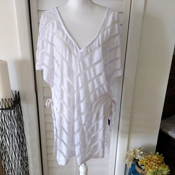 VENUS Other - Venus swim cover-up with ties at the side white on sheer chevron print L/XL